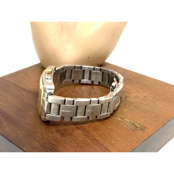 Nicolet Women's Watch Swiss Quartz White Dial Date 18kt Yellow Gold Bezel Tank - Picture 8 of 13